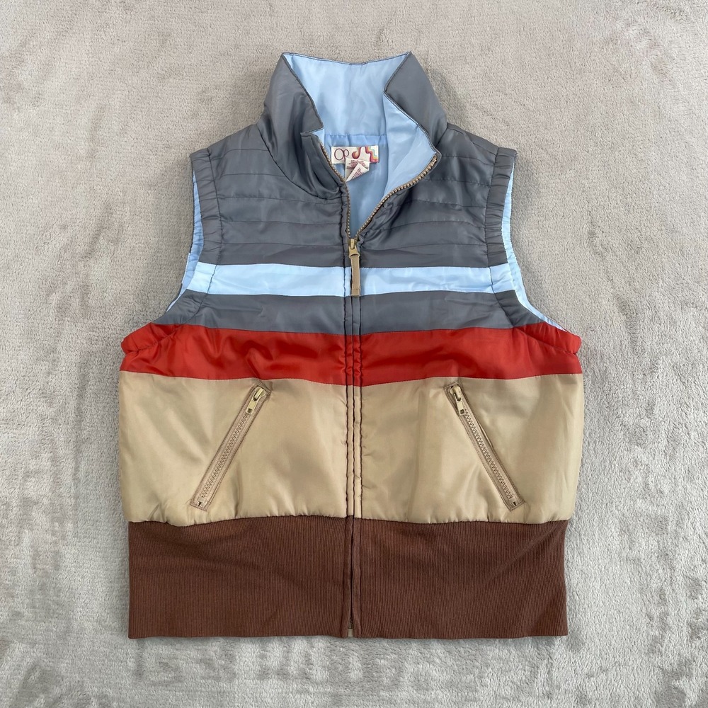 Vintage Ocean Pacific Puffer Vest Youth Large (11/13) Multi‎ ColorBlock Full Zip